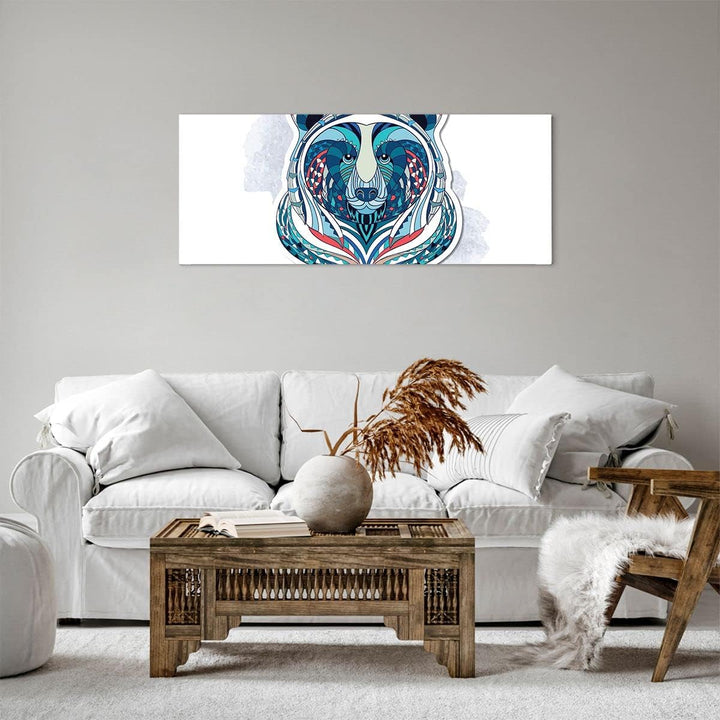 Panorama Bilder auf Leinwand 100x40cm Leinwandbild Bär Illustration Traum blumig Gross Wanddeko Bild