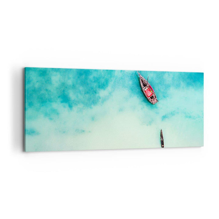 Wandbilder Dekoration Wohnzimmer Insel Boot Schiff Ozean Panorama Bilder auf Leinwand 120x50cm Leinw