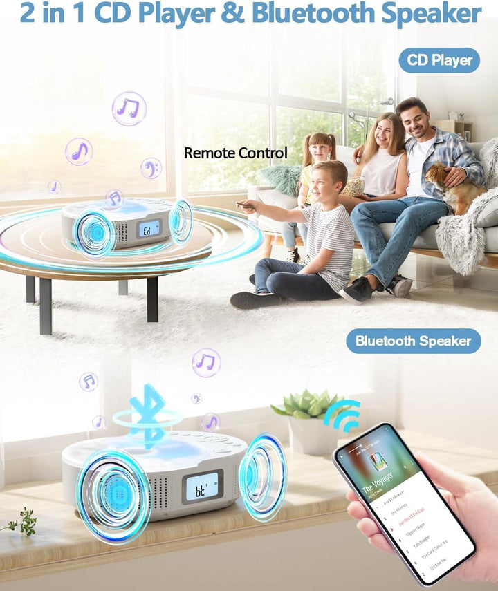 Desobry CD Player tragbar Kinder klein mit Bluetooth discman Kinder Lautsprecher Radio Boombox-CD-Pl