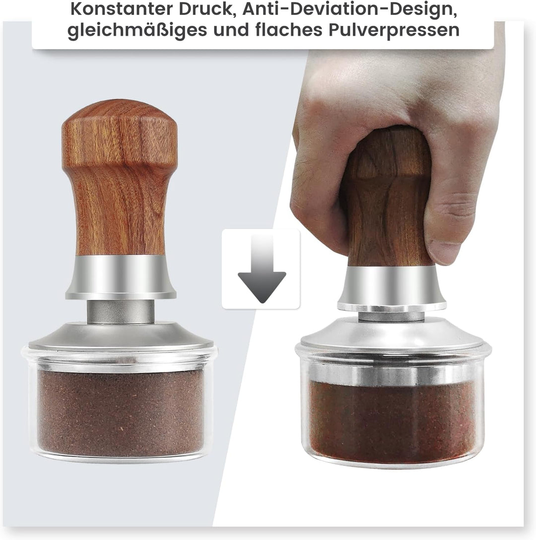 Coffee Tamper 54mm, Federbelastet Kaffee Tamper mit Edelstahl 304 Gewindeboden, Espresso Tamper für