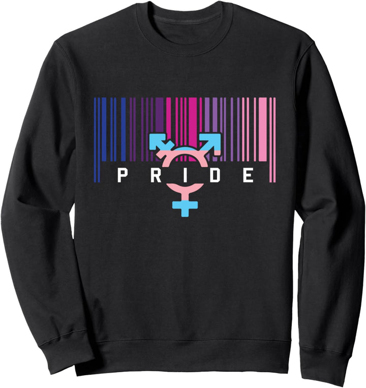 Transgender Pride Trans Flag Barcode LGBT LGBTQ Support Sweatshirt