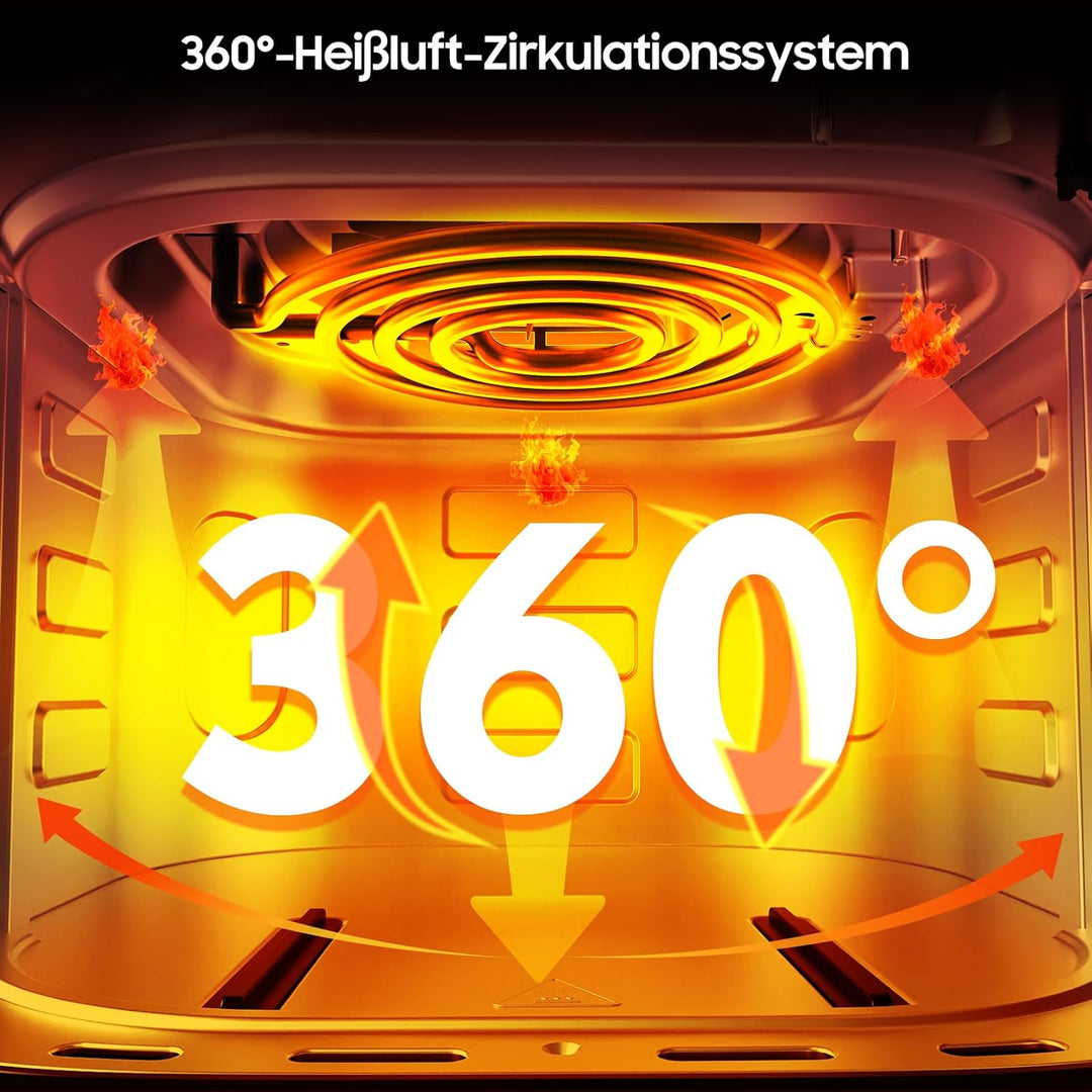 iceagle Heissluftfritteuse 5,5 L XXL Airfryer - Friteuse ohne Öl | Heissluftfriteuse mit 8 verschied