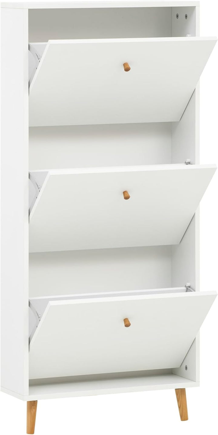 Schildmeyer Bjarne Schuhschrank 158673, weiss matt, 59,8 x 19,5 x 131 cm, platzsparend durch geringe