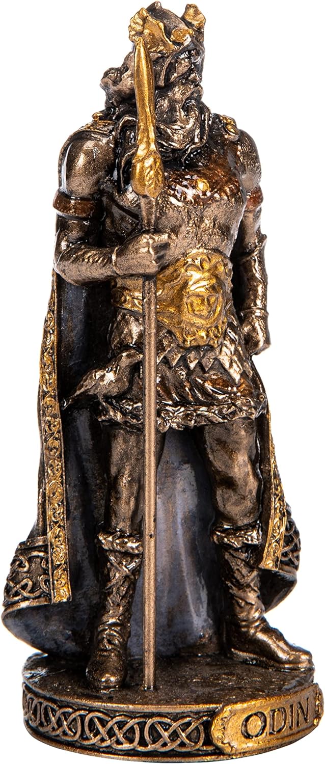 Odin Skandinavischer Gott Kunstharz Figuren handbemalt Bronze Miniatur Statue 8,3 cm