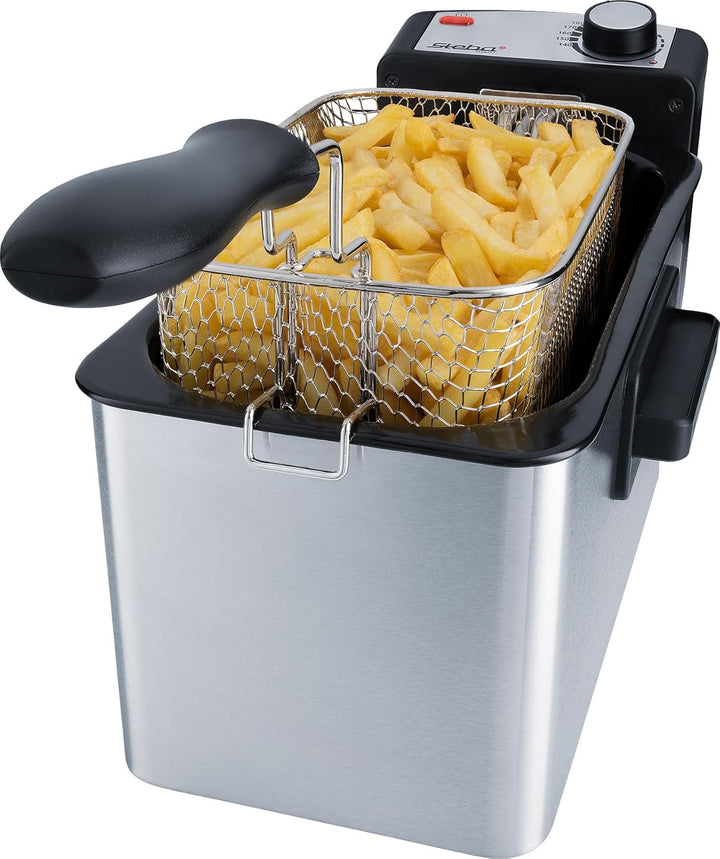 Steba DF 180 Edelstahl Fritteuse, Profi-Heizsystem, 3 L Metallic