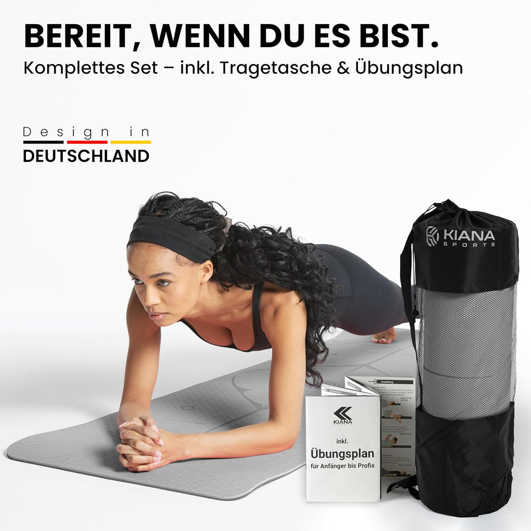 Yoga Matte – Rutschfeste Sportmatte in Deutschland entwickelt – 2 Komfort-Dicken – Formstabile Yogam
