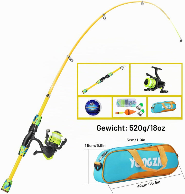 Sougayilang Kinderangel, tragbare Teleskopangel mit Rolle, inklusive Spinnrolle, Angelkoffer und Köd