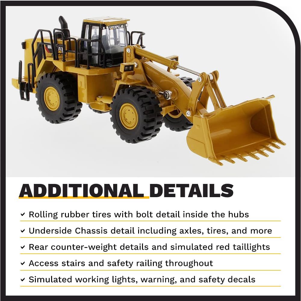 Diecast Masters Caterpillar Radlader 988H, detailgetreues CAT Baufahrzeug in Displayfenster-Box, Mas