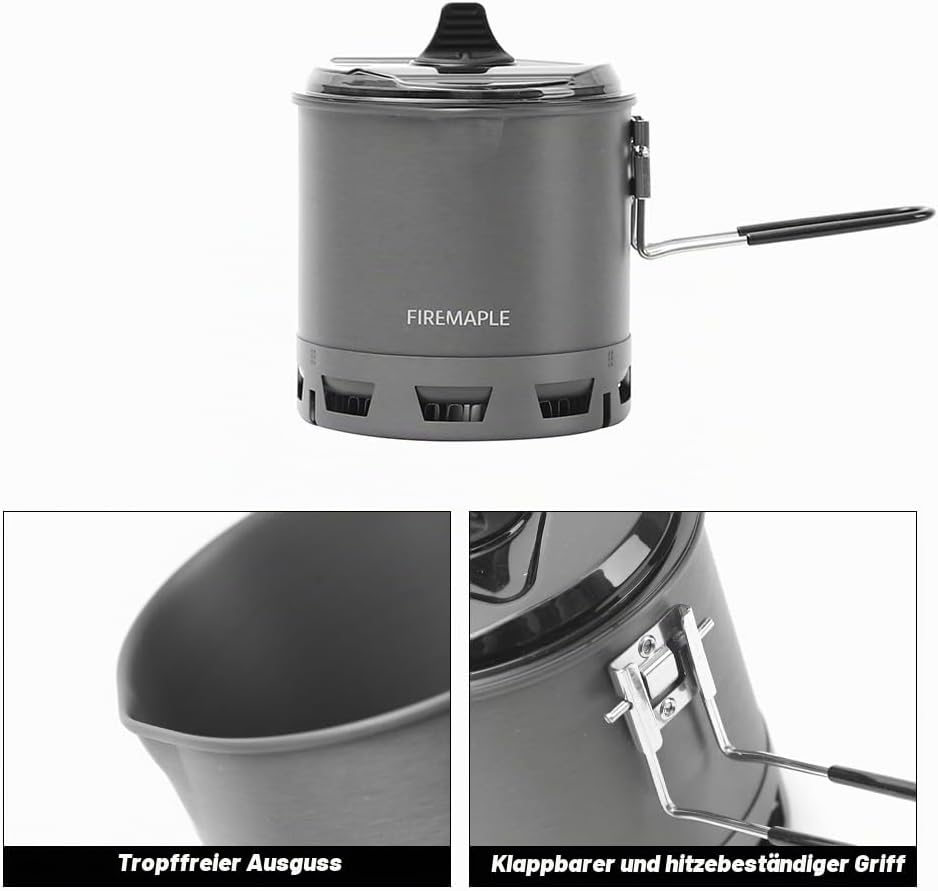 Fire-Maple Petrel G2 Ultraleichtes Kochset – Kompaktes und Schnell Kochendes Camping Topfset mit Koc
