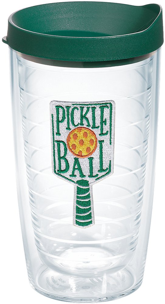 Tervis 1252411 Pickleball Insulated Tumbler with Emblem and Hunter Green Lid, 16oz, Clear 16oz Green