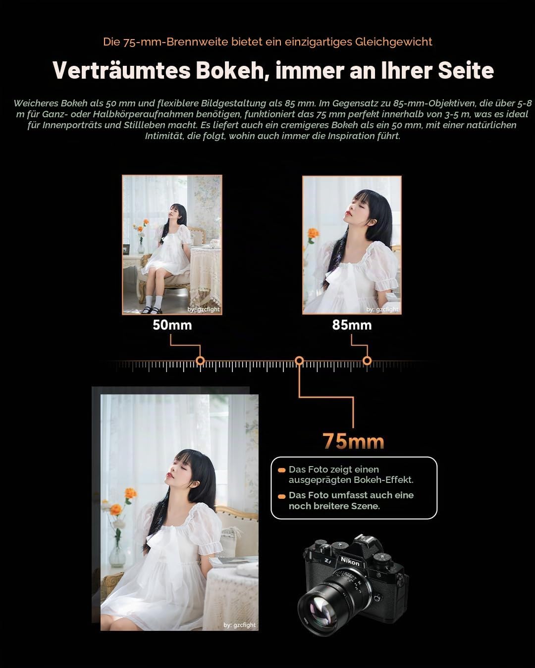 7Artisans 75 mm F1.4 für Nikon Z-Mount Objektiv, Vollformatobjektiv, manueller Fokus, kompatibel mit