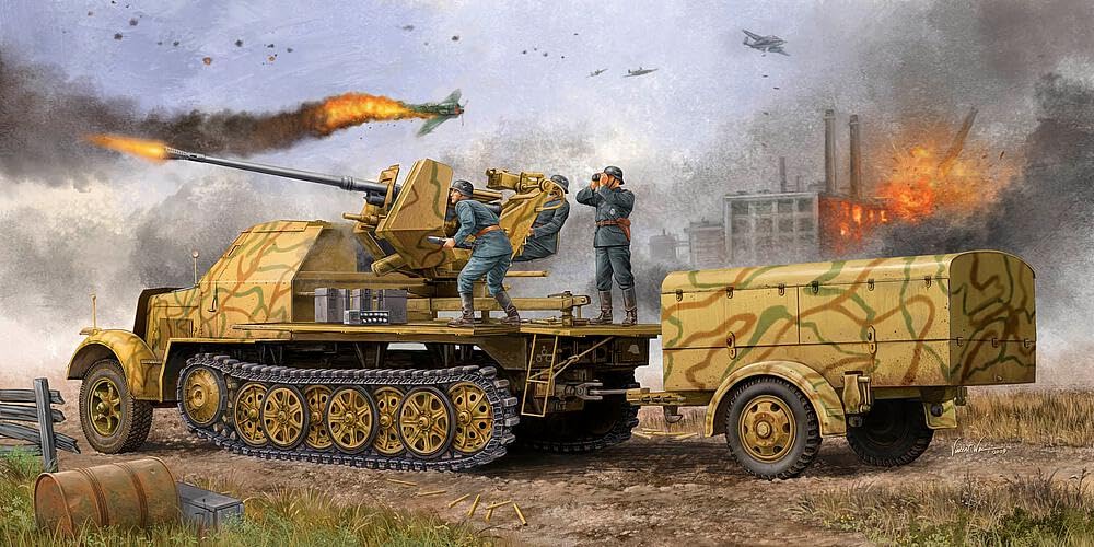 Trumpeter 01526 Modellbausatz German 3,7cm Flak 37 auf Selbstfahrlafette Sd.Kfz. 7/2 late version