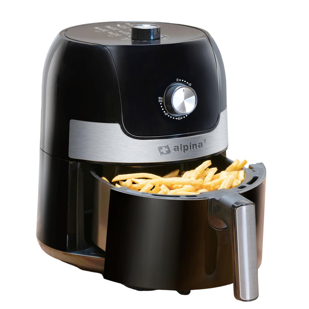 alpina Airfryer 3,5L - Heissluftfritteuse 1400W - Temperatur Einstellbar von 80 bis 200 °C - für 3 b