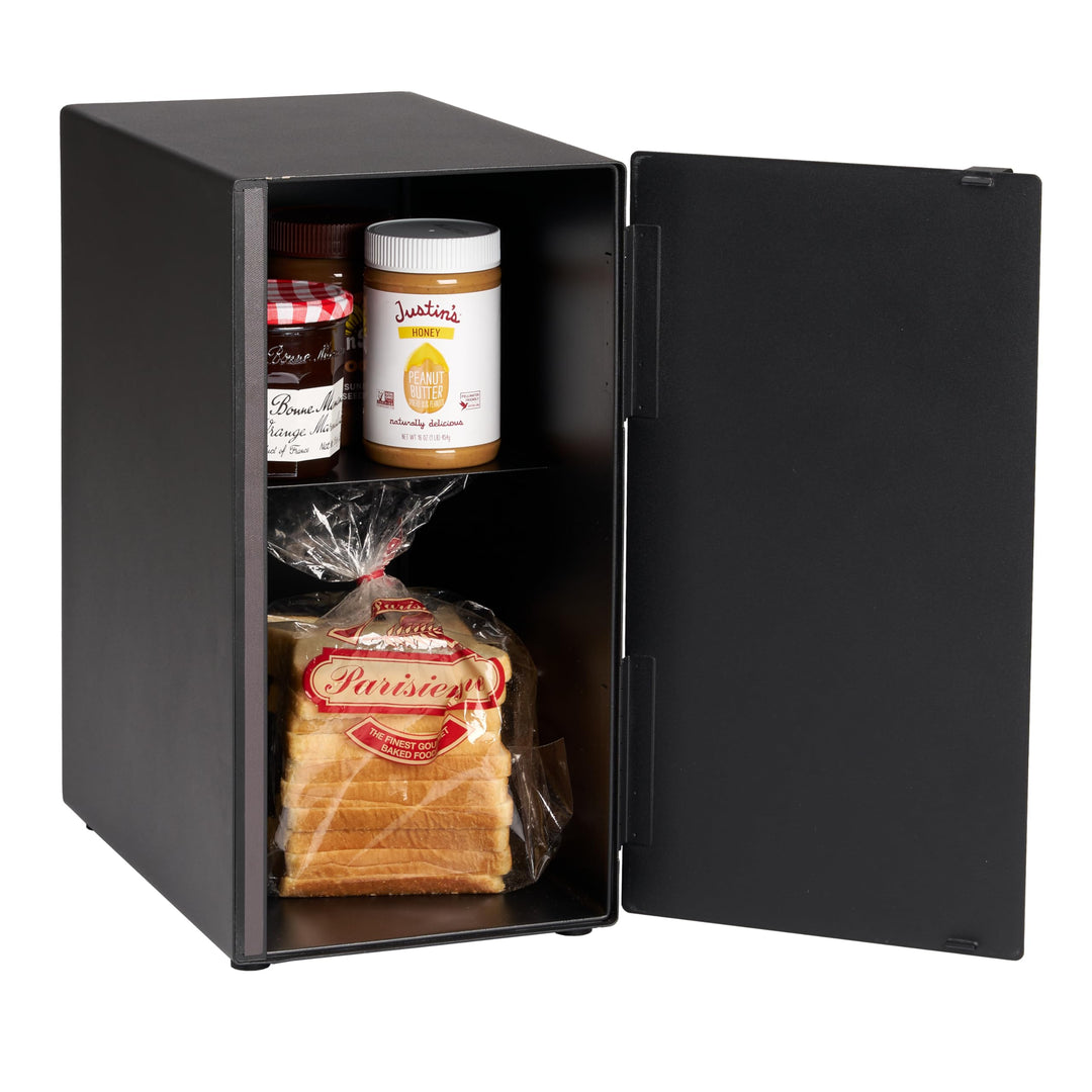 Yamazaki 5681 TOWER Brotkasten, hochkant, schwarz, Stahl, Minimalistisches Design, Schwarz