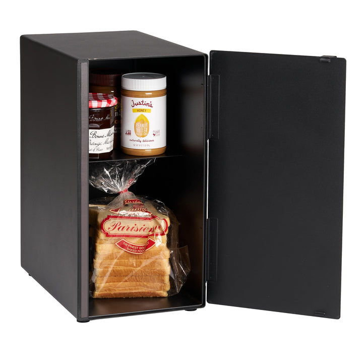 Yamazaki 5681 TOWER Brotkasten, hochkant, schwarz, Stahl, Minimalistisches Design, Schwarz