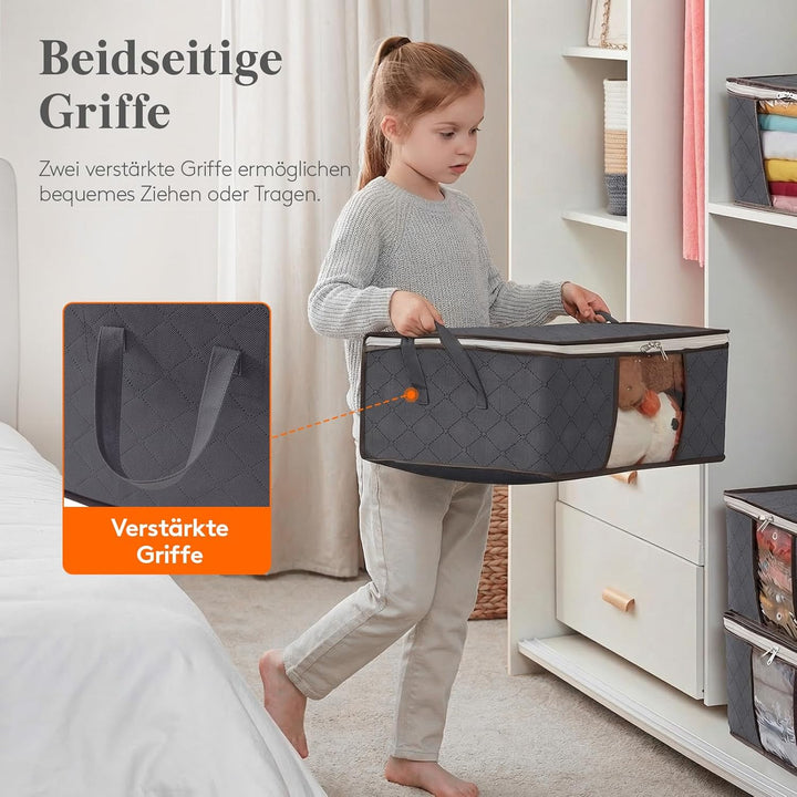 Lifewit 8 Stück Aufbewahrungsbeutel 35L mit Sichtfenster, Faltbare Unterbettkommoden für Kleidung &