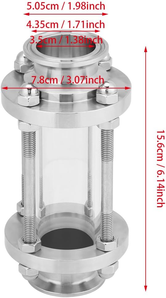 Edelstahl 304 Sanitär-Schauglas Typ 38Φ In-Line-Schauglas mit Ende, gerade Sanitär-Schauglas-Klemme