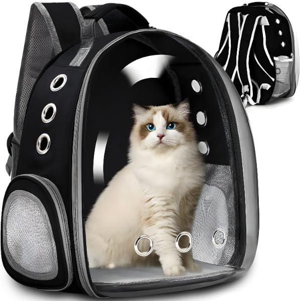 Retoo Katzenrucksack Hunderucksack mit Vornes Transparentes Fenster und Reissverschluss, 42x35x25cm,