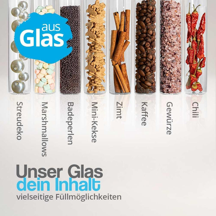 Tuuters 6x Gewürzgläser mit Verschluss (weiss), kleine Glasfläschchen für Gewürze (100 x Ø30 mm) 100