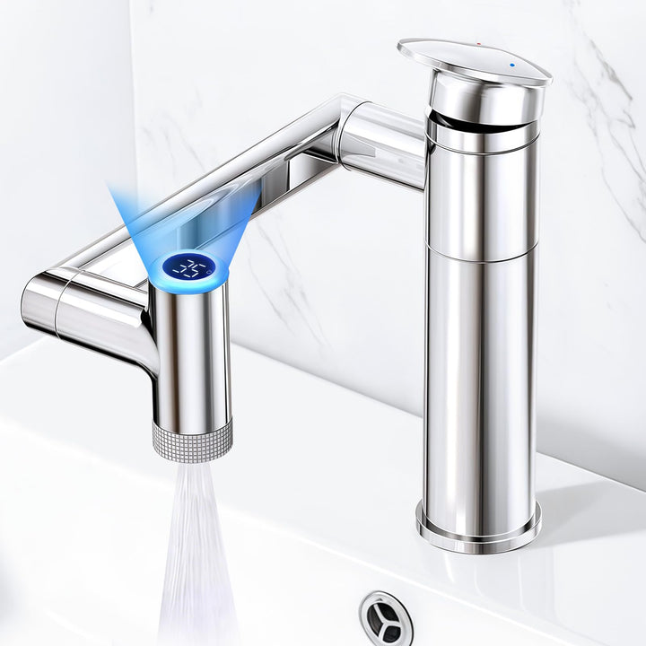 Badezimmer Wasserhahn, 1080° Drehbare Waschtischarmatur Höhenverstellbare Badezimmerarmatur Waschbec