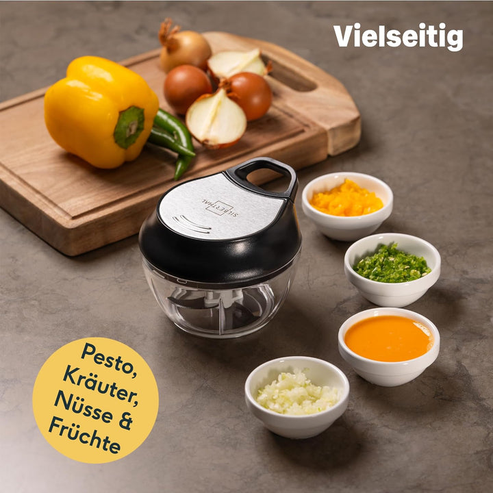 SILBERTHAL Zwiebelschneider für Gemüse, Kräuter, Nüsse, Sahne - 500 ml - Multizerkleinerer mit Seilz