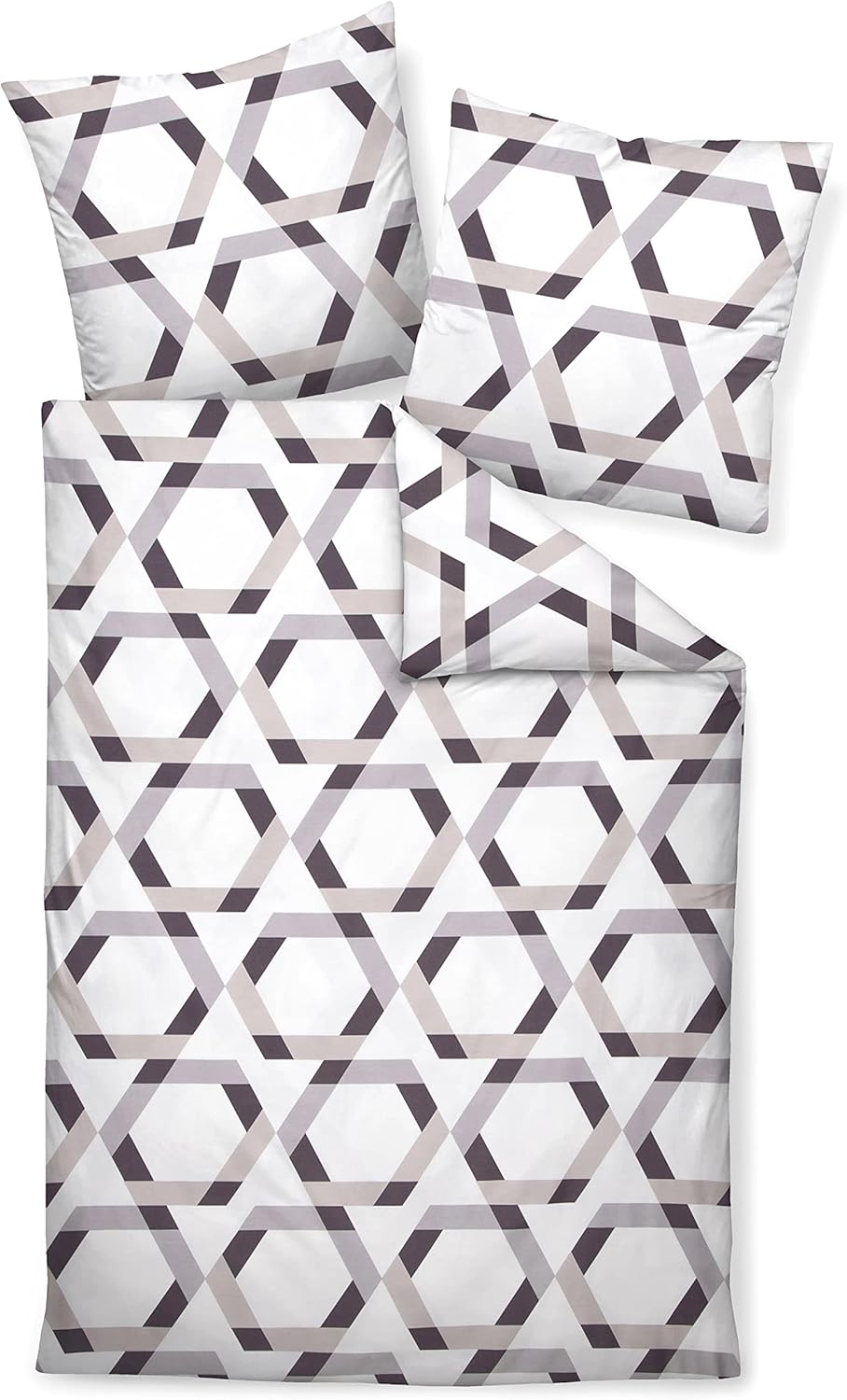 Janine Mako-Satin Bettwäsche J. D. 135x200 cm + 80x80 cm Taupe, 135x200 cm + 80x80 cm