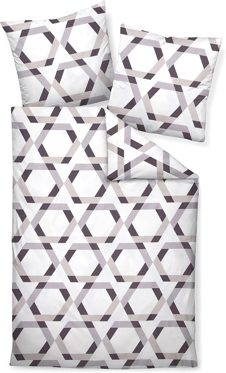 Janine Mako-Satin Bettwäsche J. D. 135x200 cm + 80x80 cm Taupe, 135x200 cm + 80x80 cm