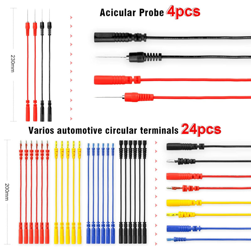 92 Teilig Kabelkoffer Prüfkabel Prüfspitzen für KFZ Fehlerdiagnose Messleitungen,GOLDCHAMP Prüfspitz