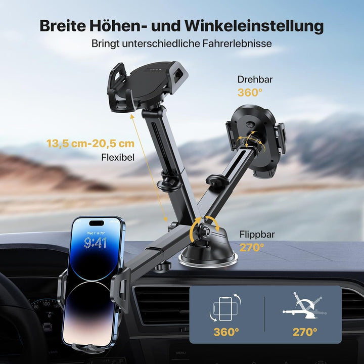 Miracase Handyhalterung Auto[Super stabil &Starker Saugnapf] Handyhalter Auto für Armaturenbrett Win