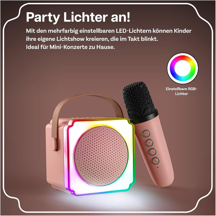 Karaoke Maschine Kinder mit 2 Mikrofon von MMOBIEL – Mini Karaoke Maschine, Tragbare Bluetooth Lauts