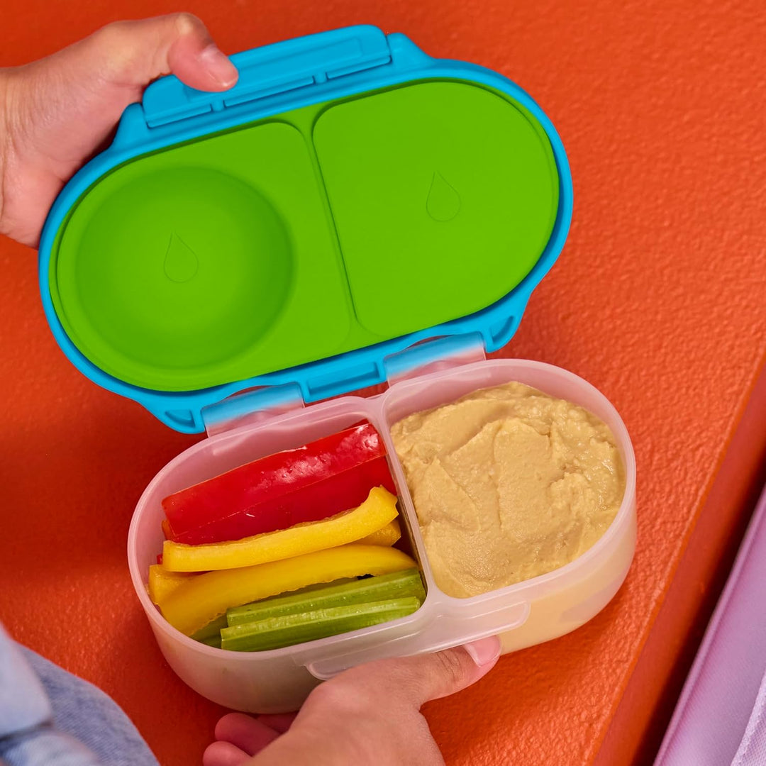 b.box 2er-Pack Bento-Snackbox | Auslaufsicherer Lebensmittelbehälter mit zwei Fächern und Deckel | I