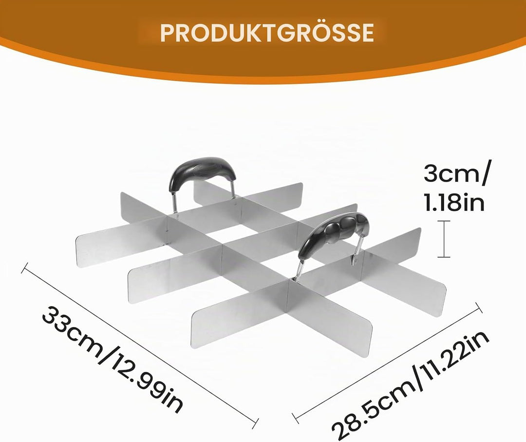Quadratischer Kuchenschneider,Edelstahl Quadrat Kuchen Teiler Mit Griff - Küchenzubehör Für Geburtst