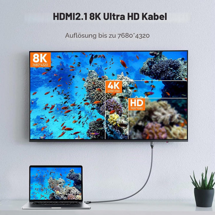 ARISKEEN 8K HDMI 2.1 Kabel 1.5M 2 Stück, 48Gbps High Speed Nylon Geflochtenes HDMI Kabel, Unterstütz