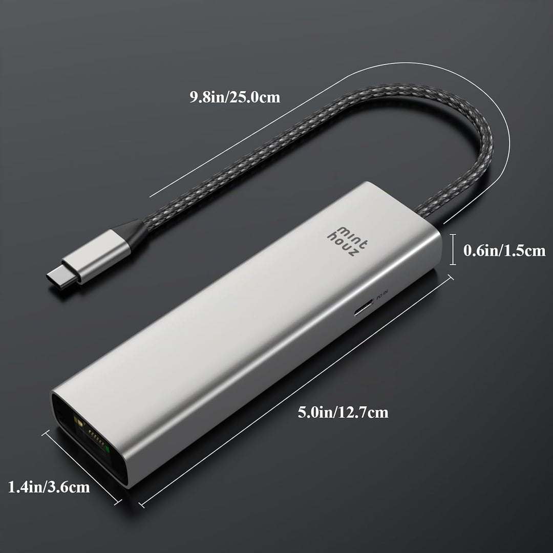 Minthouz USB-C-Hub für Dell, HP Lenovo, 6-in-1-Multiport-Adapter, USB-C-zu-HDMI mit 4K@144Hz,100W PD