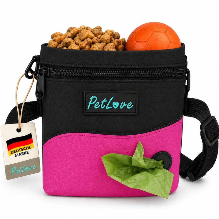 PetLove Leckerlibeutel für Hunde • Futterbeutel mit Magnetverschluss • Inklusive Kotbeutelspender &