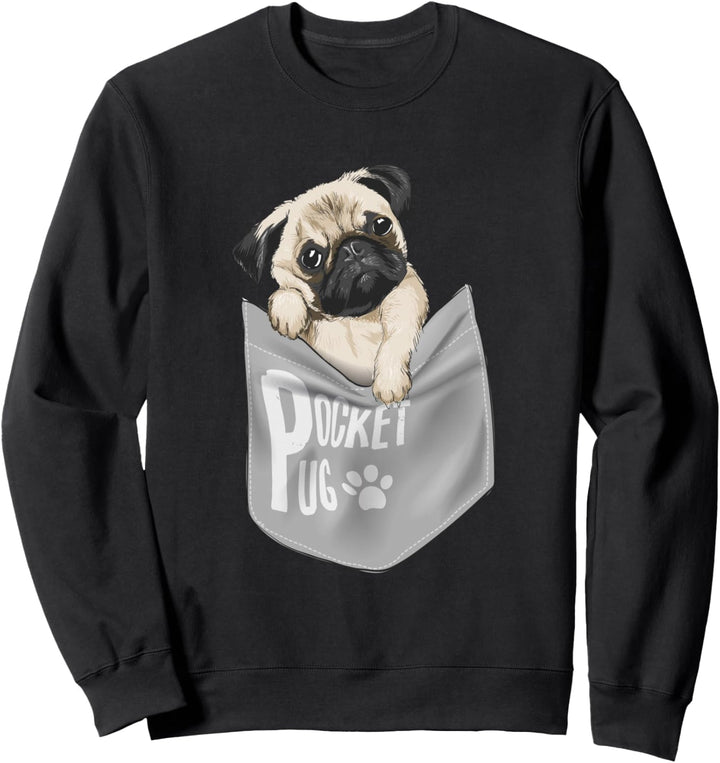 Love Pugs, cooles Mops-T-Shirt mit Tasche, für Haustiere und Hunde Sweatshirt