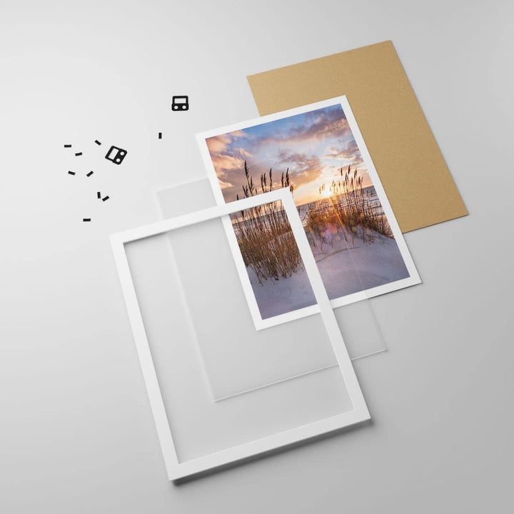 Wandposter Art Prints 50x70cm Poster Weissrahmen Westen auf der Strand Küche Wanddeko Bild Wand Kuns