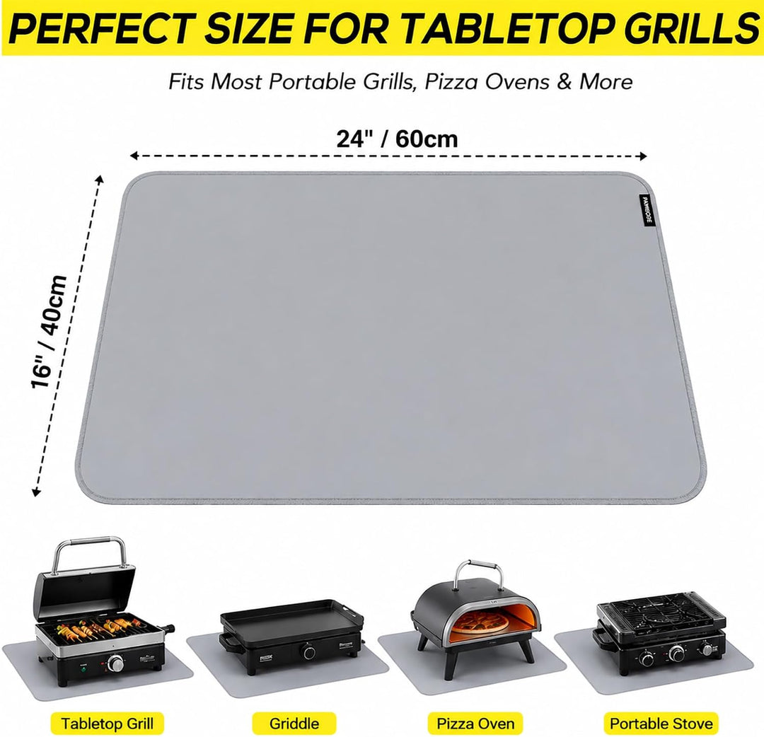 PAWBOSE 40 x 60 cm Grillunterlage für Tischgrill, doppelseitige feuerfeste Grillunterlage, wasserdic
