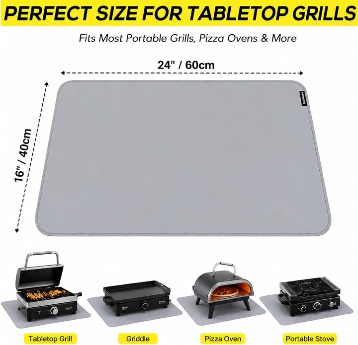 PAWBOSE 40 x 60 cm Grillunterlage für Tischgrill, doppelseitige feuerfeste Grillunterlage, wasserdic