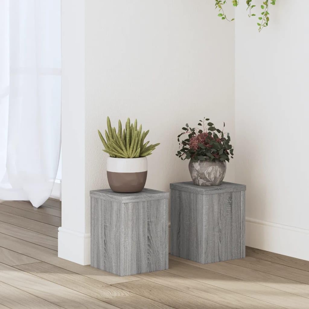 Pflanzenständer 2 STK. Grau Sonoma 15x15x20 cm Holzwerkstoff Pflanzenregal, Blumenregal Indoor/Outdo