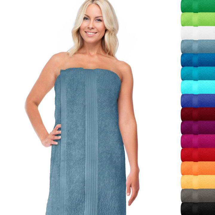 Lashuma Badehandtuch Herren Linz, Saunatuch Blau - Taubenblau, saugstarkes Strandtuch 70x200 70 x 20