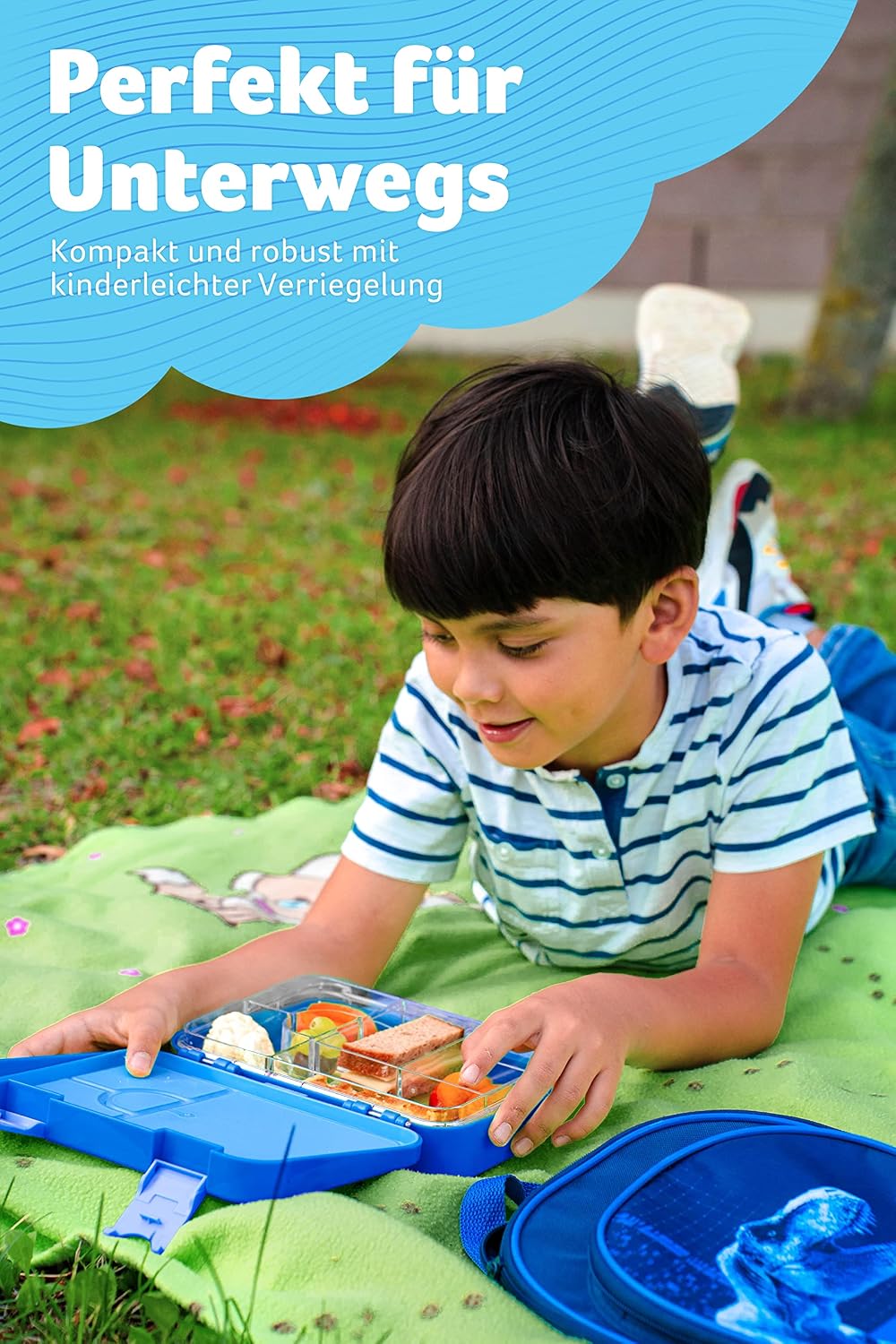 Jarlson® Brotdose Kinder mit Fächern TONI [AUSLAUFSICHER] - Bento Lunchbox mit Trennfächern - Frühst