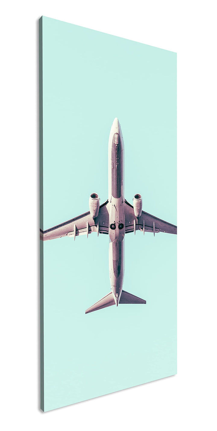 Unterseite eines Flugzeuges Panorama 120x60 cm als Leinwandbild, Motiv fertig gerahmt auf Echtholzra