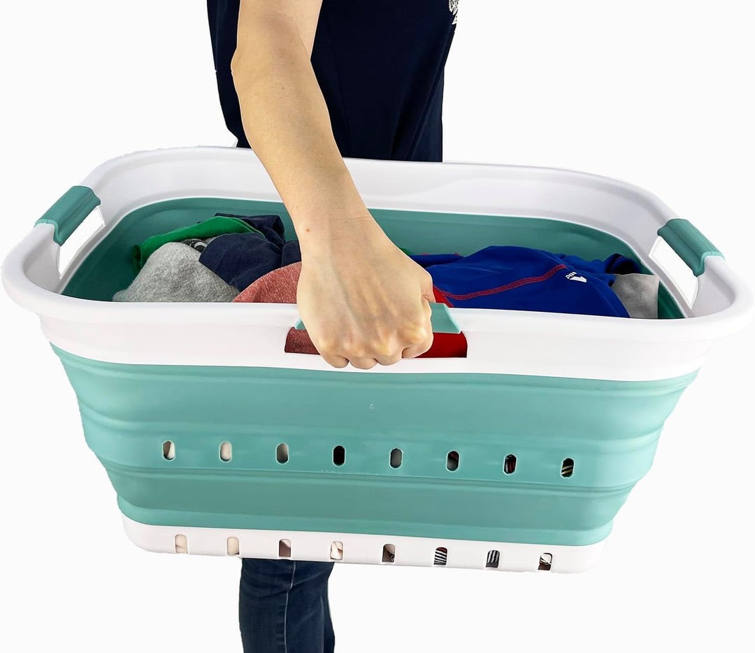 SAMMART 42L Faltbarer Wäschekorb aus Kunststoff – Faltbarer Pop-Up-Aufbewahrungsbehälter/Organizer –