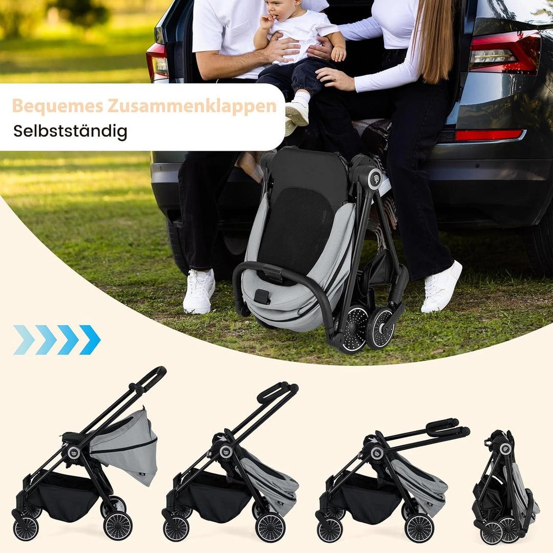 COSTWAY Kinderwagen faltbar mit umkehrbarem Sitz, Reisebuggy mit verstellbarer Rückenlehne, Griff, S