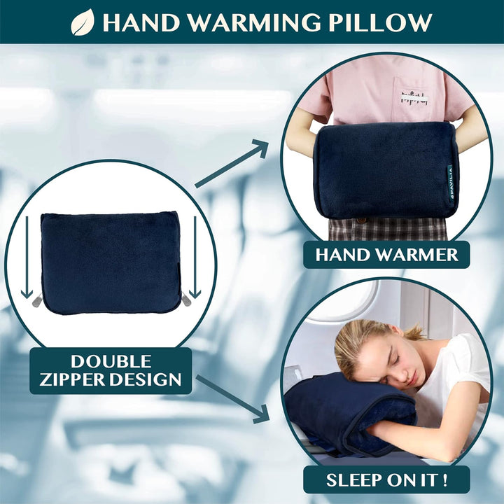 Reisedecke und -Kissen, Doppelreissverschlüsse, Clip on Strap | Warmes weiches Fleece 2-in-1 Combo D