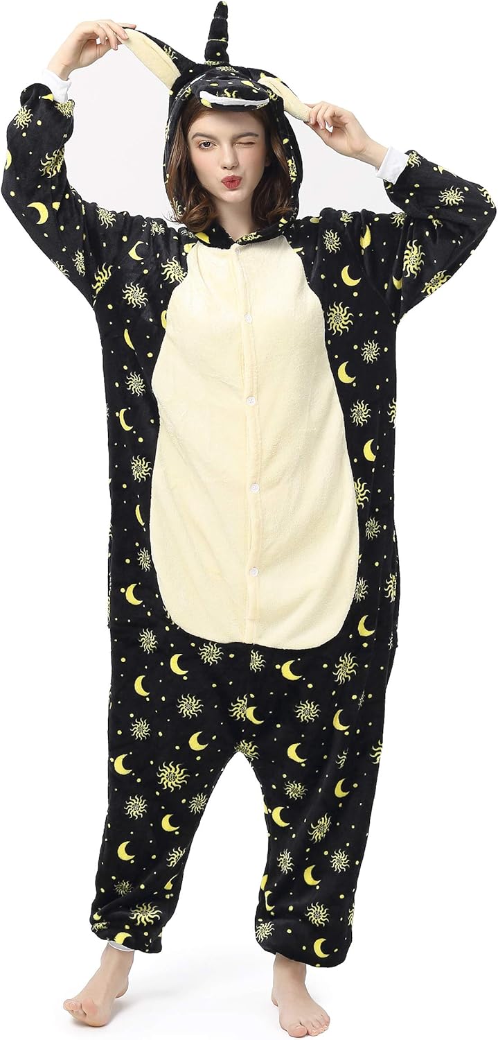 Katara Damen, Herren Einhorn Schwarz-sterne Jumpsuit S Einhorn Schwarz-sterne, S Einhorn Schwarz-ste