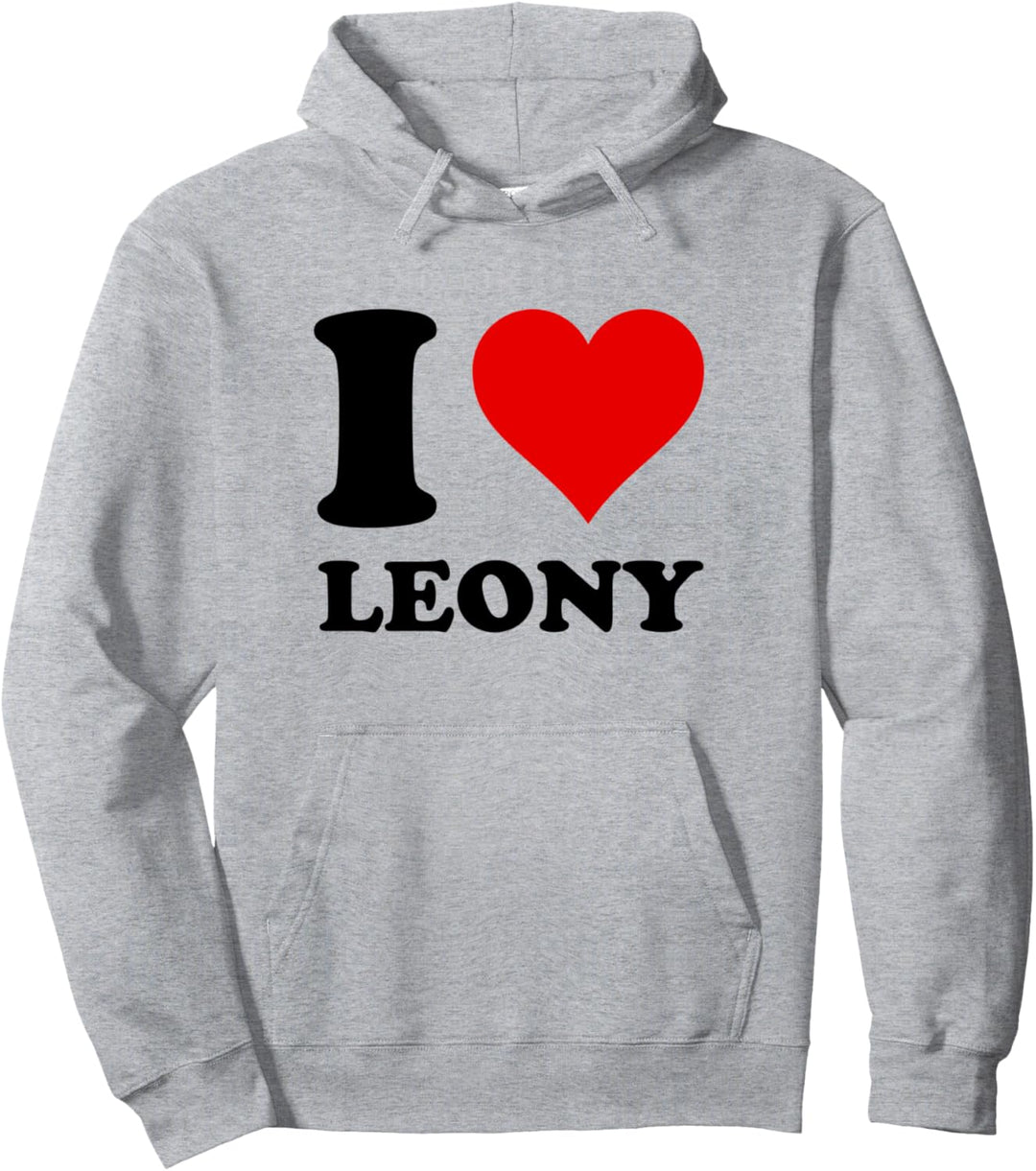 Rotes Herz Ich Liebe Leony Pullover Hoodie