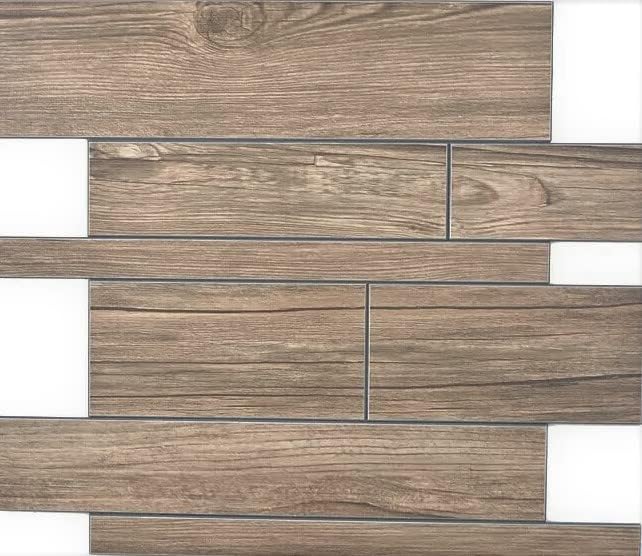 Selbstklebnde Mosaikmatte Verbund Alu Holzoptik Braun für WAND KÜCHE Wandverblender Fliesenspiegel V