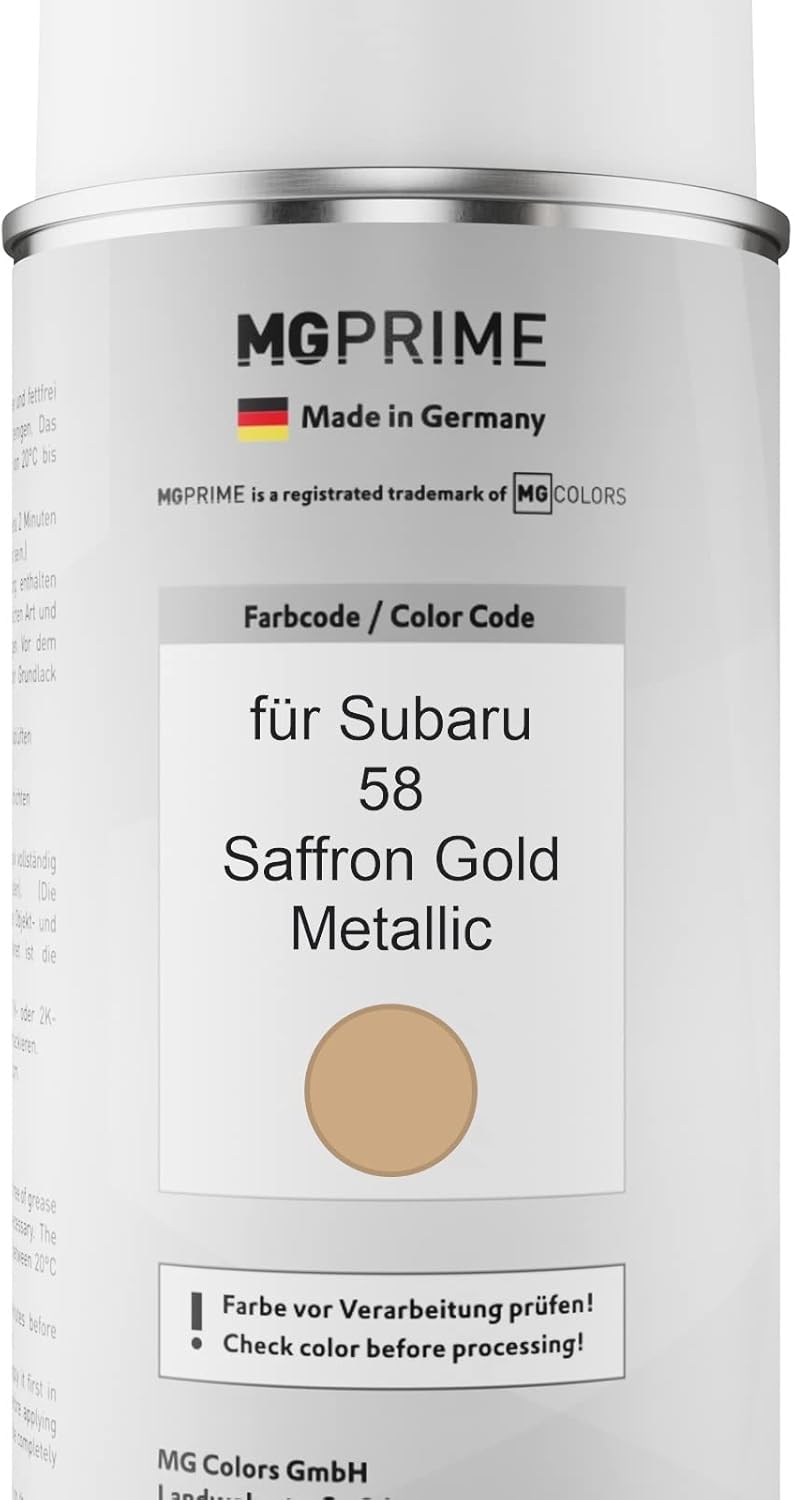 MG PRIME Autolack Sprühdosen Set für Subaru 58 Saffron Gold Metallic Basislack Klarlack Spraydose 40